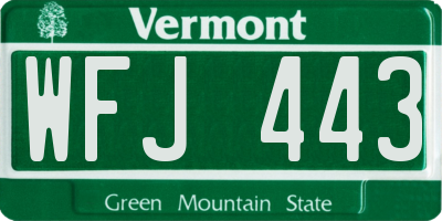 VT license plate WFJ443