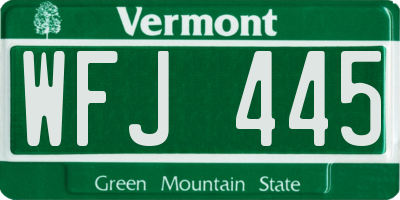VT license plate WFJ445