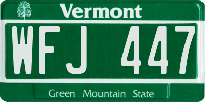 VT license plate WFJ447