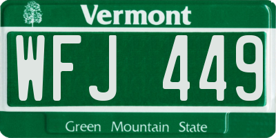 VT license plate WFJ449