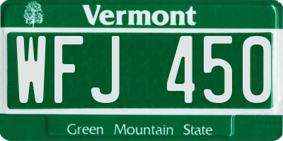 VT license plate WFJ450