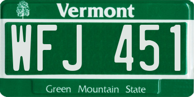 VT license plate WFJ451
