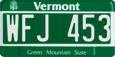 VT license plate WFJ453