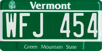 VT license plate WFJ454