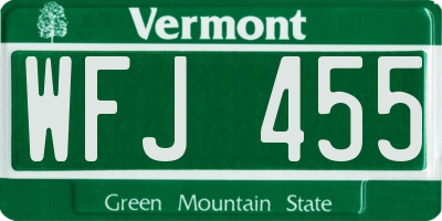 VT license plate WFJ455