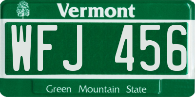 VT license plate WFJ456