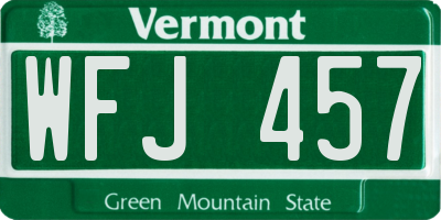 VT license plate WFJ457