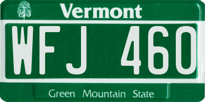 VT license plate WFJ460