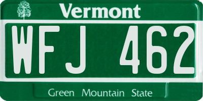 VT license plate WFJ462