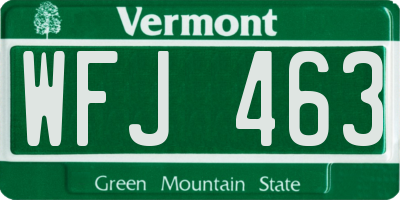 VT license plate WFJ463