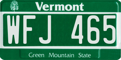 VT license plate WFJ465