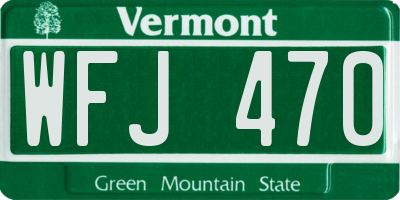 VT license plate WFJ470