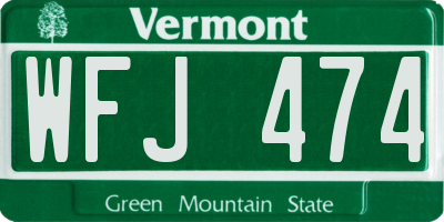 VT license plate WFJ474