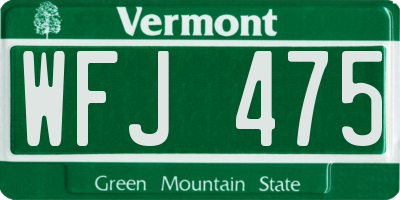 VT license plate WFJ475