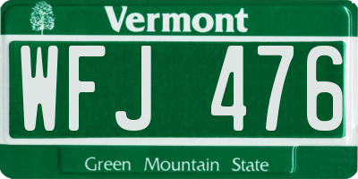 VT license plate WFJ476