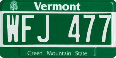 VT license plate WFJ477