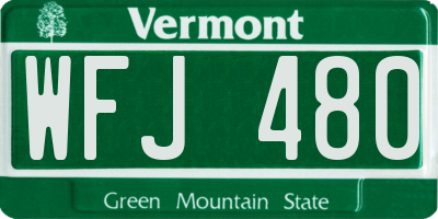VT license plate WFJ480
