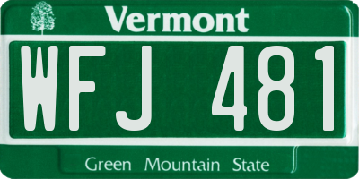 VT license plate WFJ481