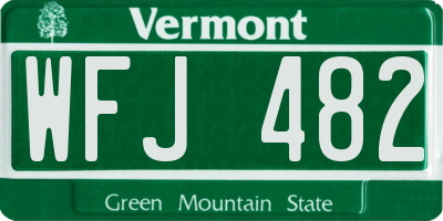 VT license plate WFJ482
