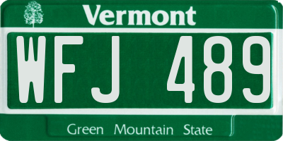 VT license plate WFJ489
