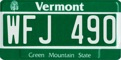 VT license plate WFJ490