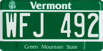 VT license plate WFJ492