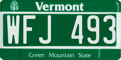 VT license plate WFJ493