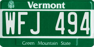 VT license plate WFJ494