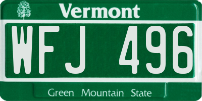 VT license plate WFJ496