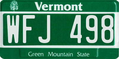 VT license plate WFJ498