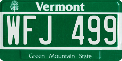 VT license plate WFJ499