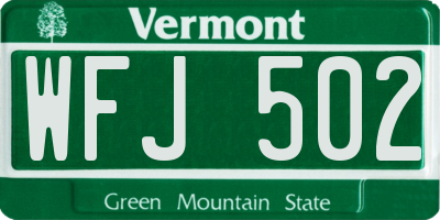 VT license plate WFJ502
