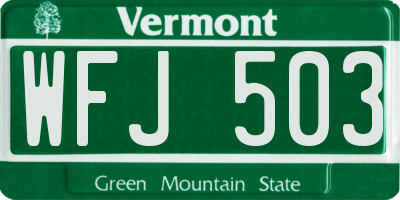 VT license plate WFJ503