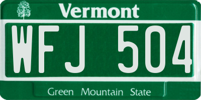 VT license plate WFJ504
