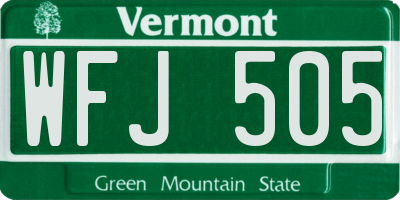 VT license plate WFJ505