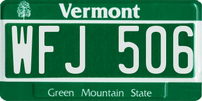 VT license plate WFJ506