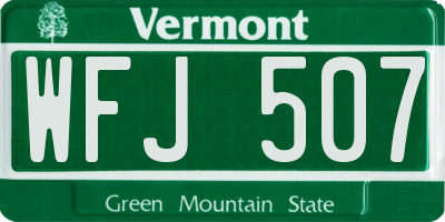 VT license plate WFJ507