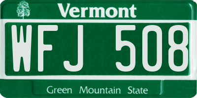 VT license plate WFJ508