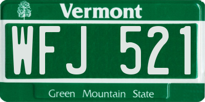 VT license plate WFJ521