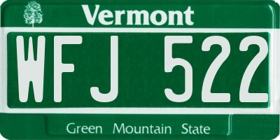 VT license plate WFJ522