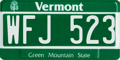 VT license plate WFJ523