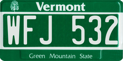 VT license plate WFJ532