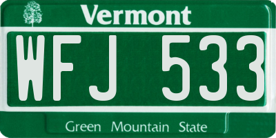 VT license plate WFJ533