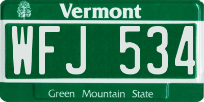 VT license plate WFJ534