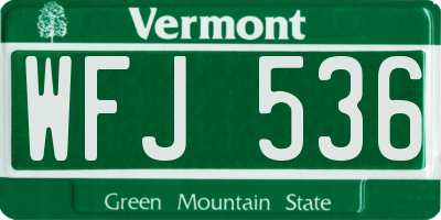 VT license plate WFJ536