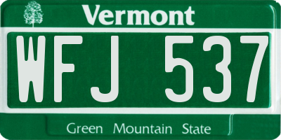 VT license plate WFJ537