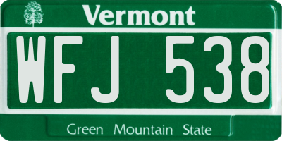 VT license plate WFJ538
