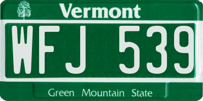 VT license plate WFJ539