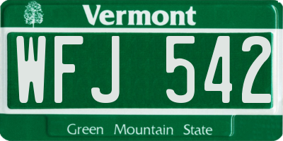 VT license plate WFJ542