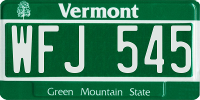 VT license plate WFJ545